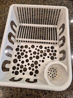 Ikea FLUNDRA  White Plastic Dish Drying Rack Utensil Holder Compact Lightweight